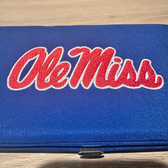 Ole Miss Rebels Collegiate Flat Wallet Card Slots Blue Red College University - Picture 3 of 7
